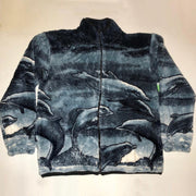 Fashion retro dolphin print polar fleece jacket