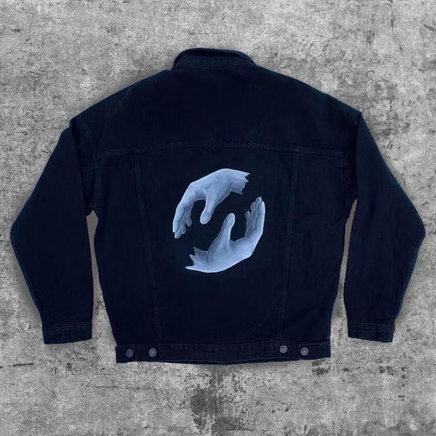 Tentacles of god and peace dove casual street denim jacket