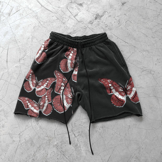 Vintage Casual Butterfly Print Shorts