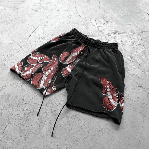 Vintage Casual Butterfly Print Shorts