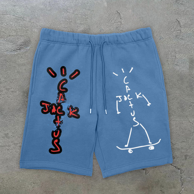cross jesus pattern street shorts