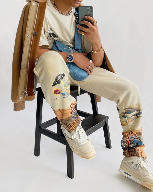 Casual personality printed trend trousers