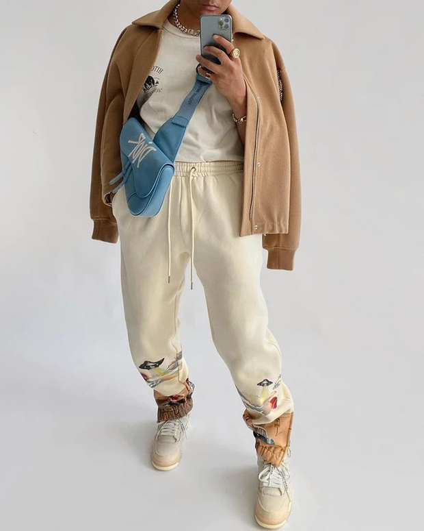Casual personality printed trend trousers