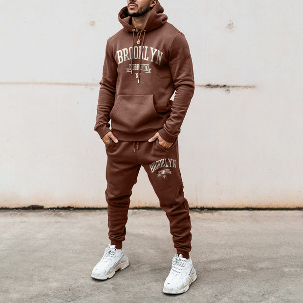 Casual Monogram Print Long Sleeve Hoodie