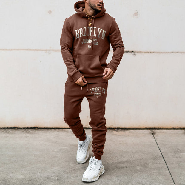 Casual Monogram Print Long Sleeve Hoodie