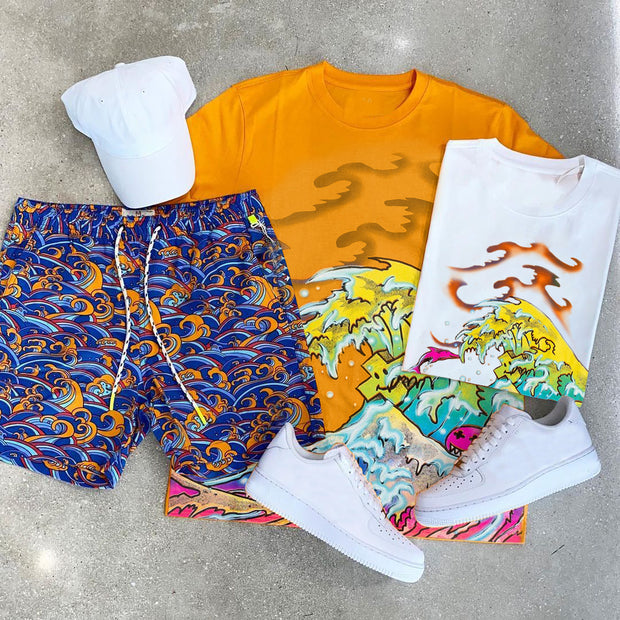 Personalized fashion print casual shorts set