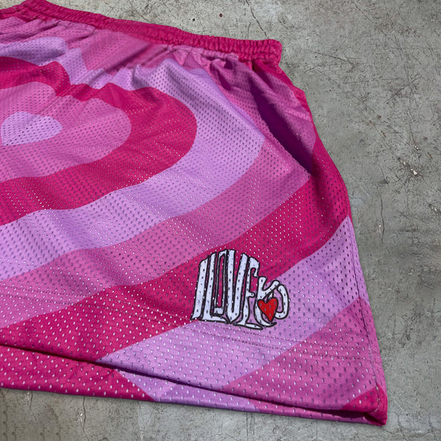 Pink casual retro trendy couple shorts