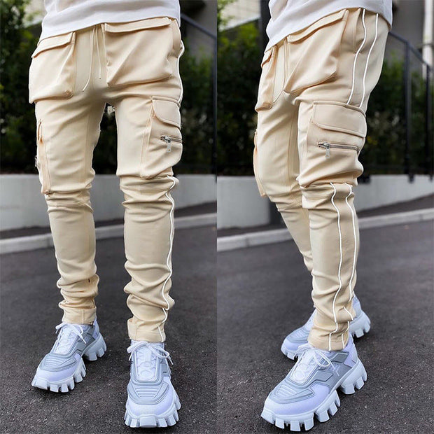 Casual loose straight-leg reflective running training pants