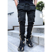 Casual loose straight-leg reflective running training pants