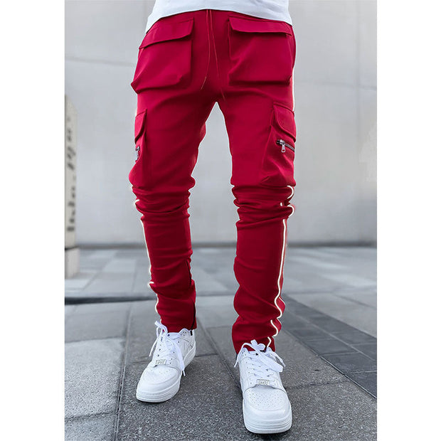 Casual loose straight-leg reflective running training pants