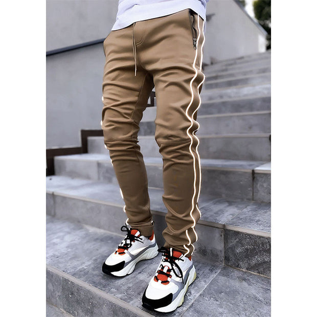 Casual loose straight-leg reflective running training pants