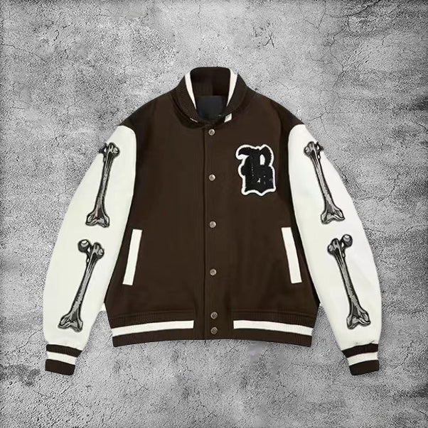 Casual retro bone rugby baseball jacket