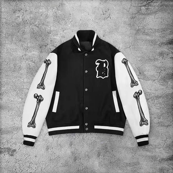 Casual retro bone rugby baseball jacket