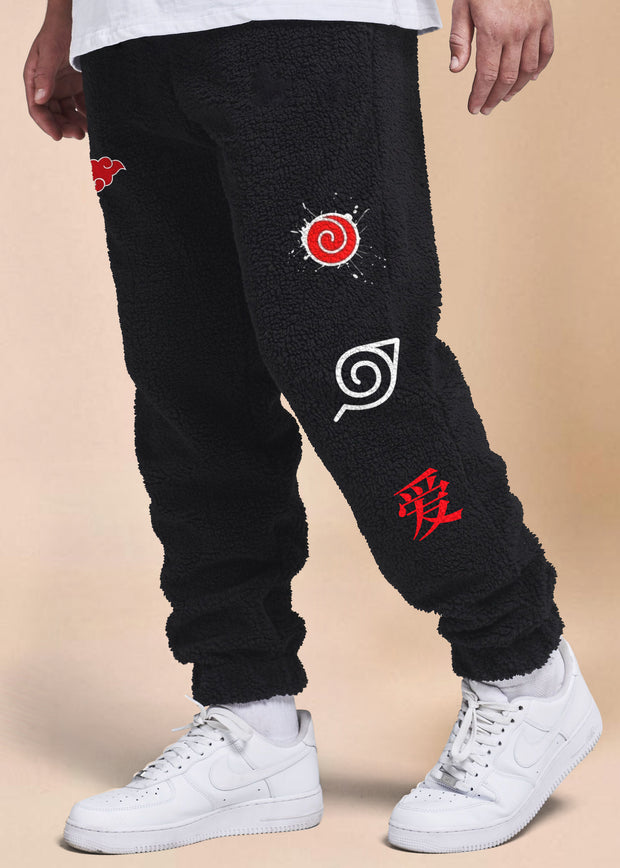 Vintage Japanese Pattern Fleece Cuffed Trousers