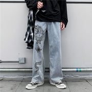 Street fashion print casual loose jeans