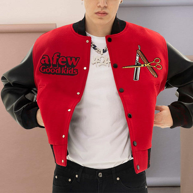 Tide brand pattern retro style street baseball uniform jacket