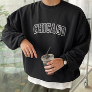 Casual Chicago Print Long Sleeve Crewneck Sweatshirt