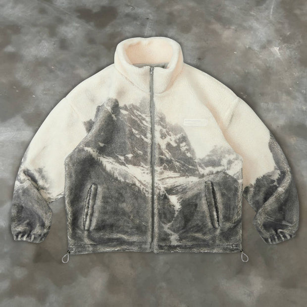 Casual men's street style long-sleeved plush jacket