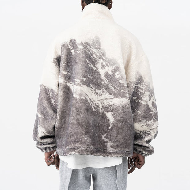 Casual men's street style long-sleeved plush jacket