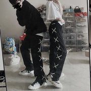 High Street Reflective Bandage Pants High Street Hip Hop Trendy Brand Pants