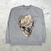 Skull print street style crew neck sweatshirt