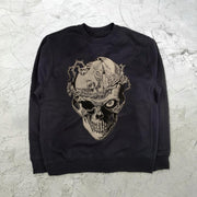 Skull print street style crew neck sweatshirt