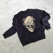 Skull print street style crew neck sweatshirt