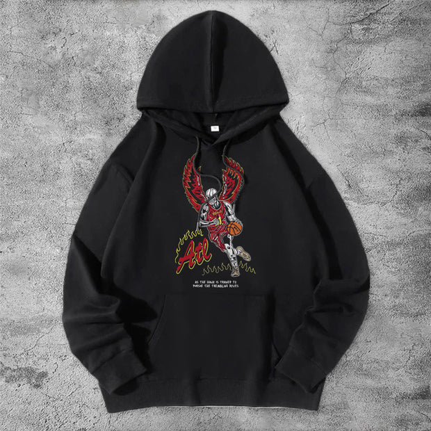 Retro basketball skull hoodie