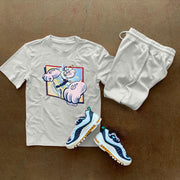 Casual personality printed short sleeve sports suit