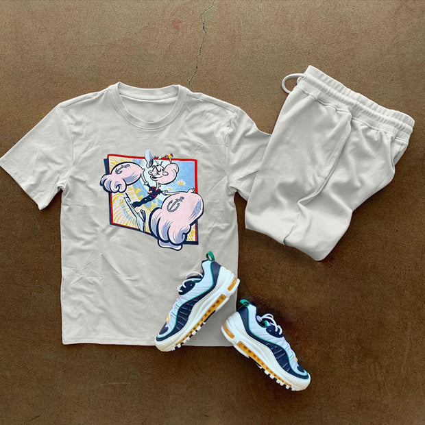 Casual personality printed short sleeve sports suit