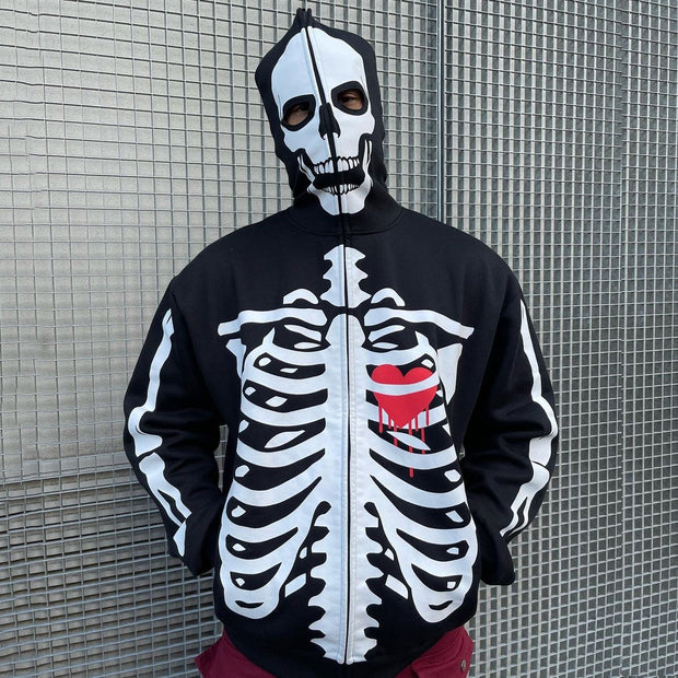 Fashion Grimace And Ribs Print Cardigan Hoodie