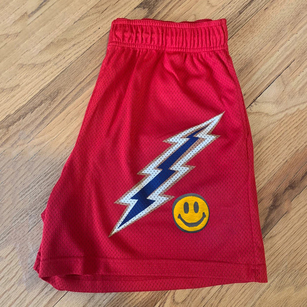 Lightning print sports smiley shorts