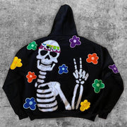 Emotional skull casual home plus velvet street hoodie