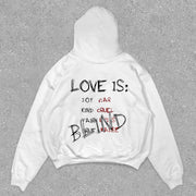 Casual Preppy Heart Letter Print Hoodie