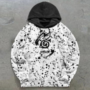 Contrast Graffiti Fashion Casual Plush Hoodie