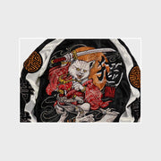 Casual japanese samurai cat outdoor baseball long sleeve jacket
