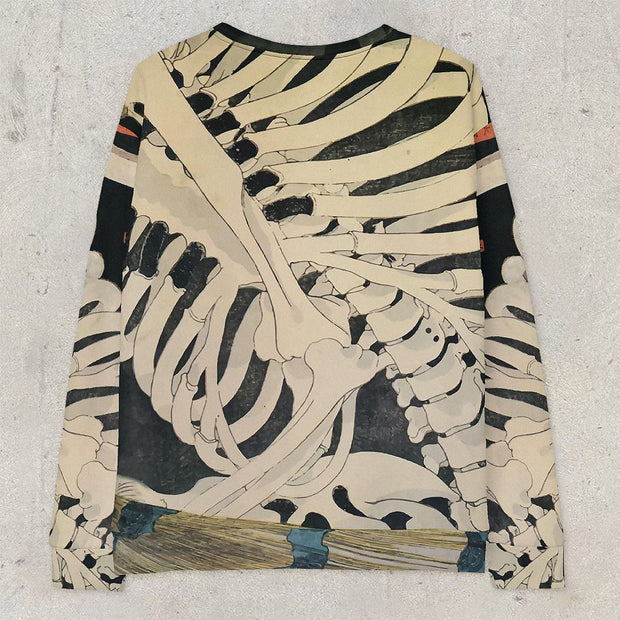 Retro style round neck long sleeve bone sweatshirt men's