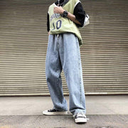 Retro drape wide-leg jeans men's straight loose pants