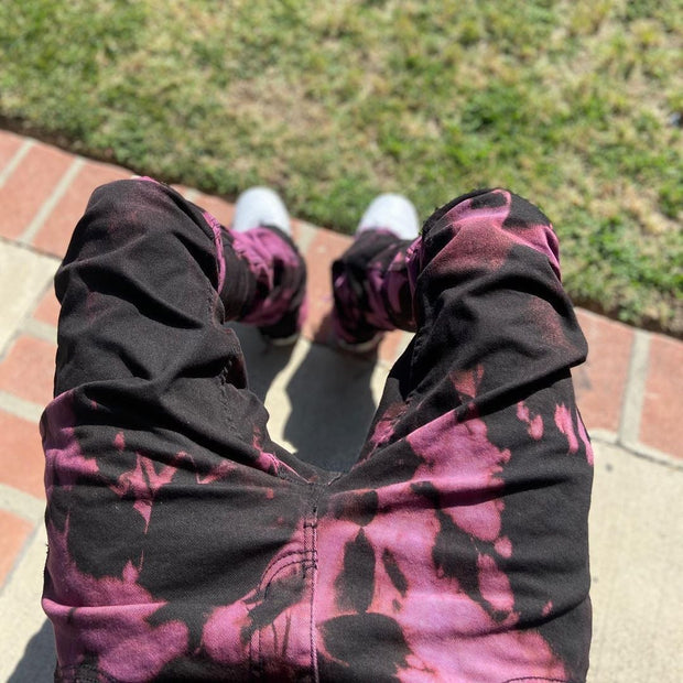 Tie-dye men's personality street style printed denim trousers