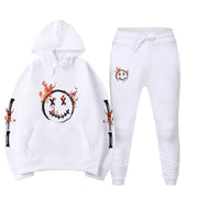 Fashion casual cartoon print sports hooded sweater set