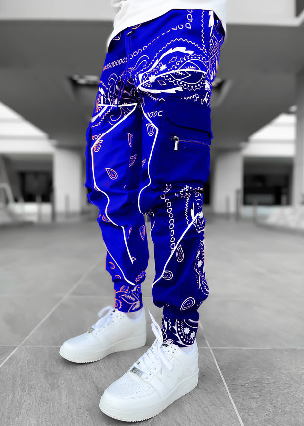 Men's loose street shot multi-pocket overalls trousers