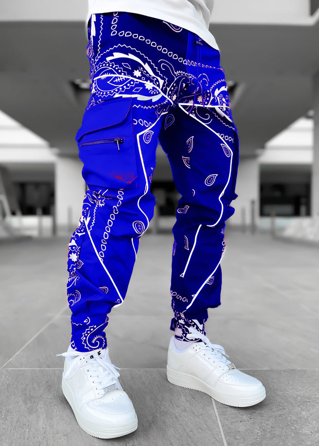 Men's loose street shot multi-pocket overalls trousers