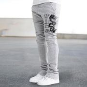 Retro print trendy street straight trousers