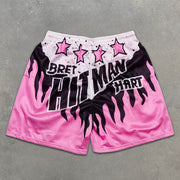 graphic allover elastic shorts