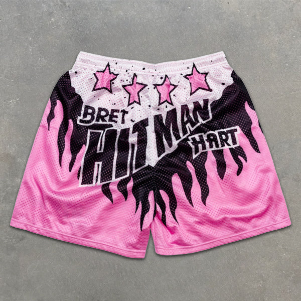 graphic allover elastic shorts