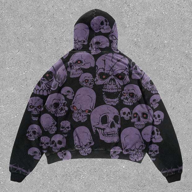 statement street skull print hoodie