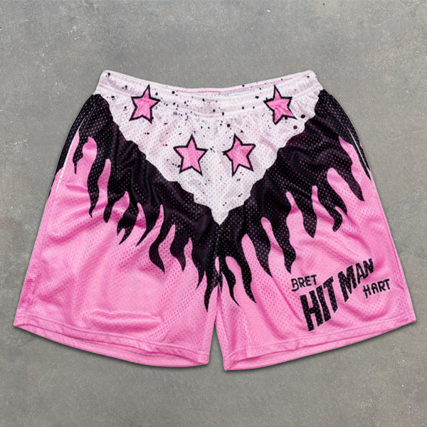 graphic allover elastic shorts