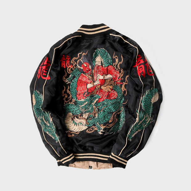 Casual blue dragon prajna varsity street baseball rugby jacket