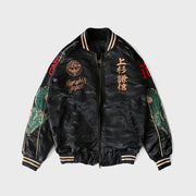 Casual blue dragon prajna varsity street baseball rugby jacket