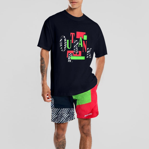 Personalized printing casual men's short-sleeved suit